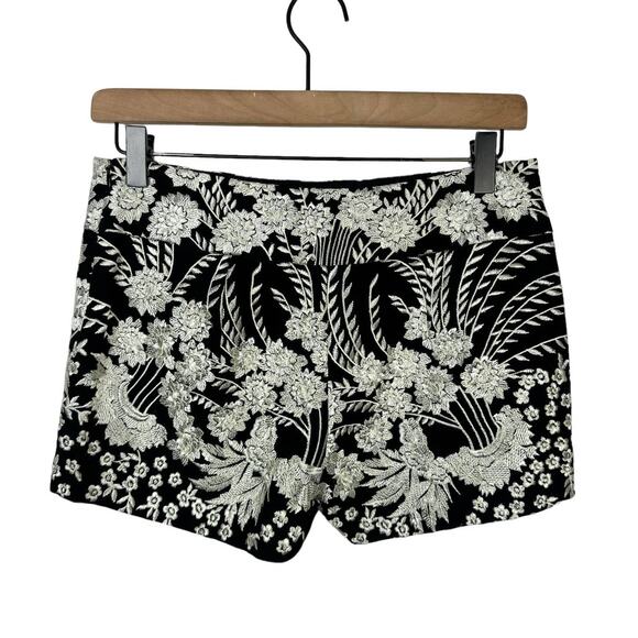 Haute Hippie NWT Black Silk Silver Floral Embroidered Lined Going Out Shorts - Picture 2 of 10